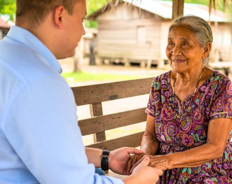 Nery Samuel Murillo with an indigenous Miskito elder in La Mosquitia, Honduras